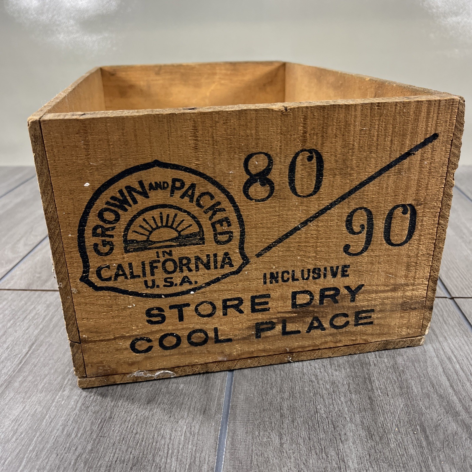 Jack Sprat Brand Sunland Prunes Muir Peaches Wood Crate – Vintage – 15.5 x 9.75”