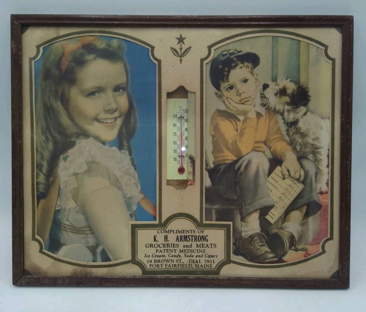Vintage Advertising Thermometer Sign K.H. Armstrong Grocery Store & Meats