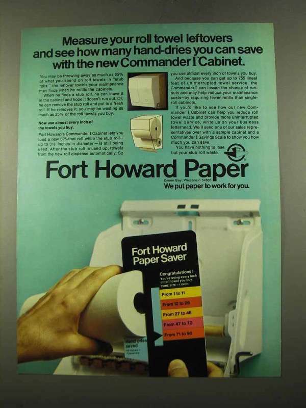1975 Fort Howard Paper Commander I Cabinet Ad