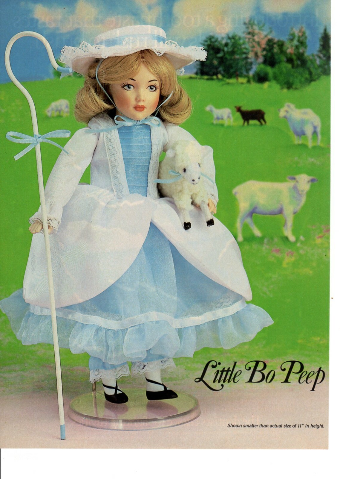 Vintage advertising print ad Doll 11 inch Little Bo Peep sheep blue dress 1987