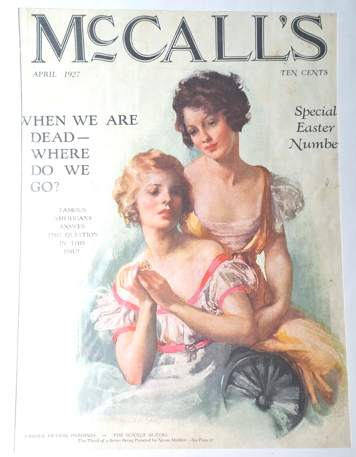 MCCALLS magazine cover April 1927 antique vtg 10×13 victorian art deco women
