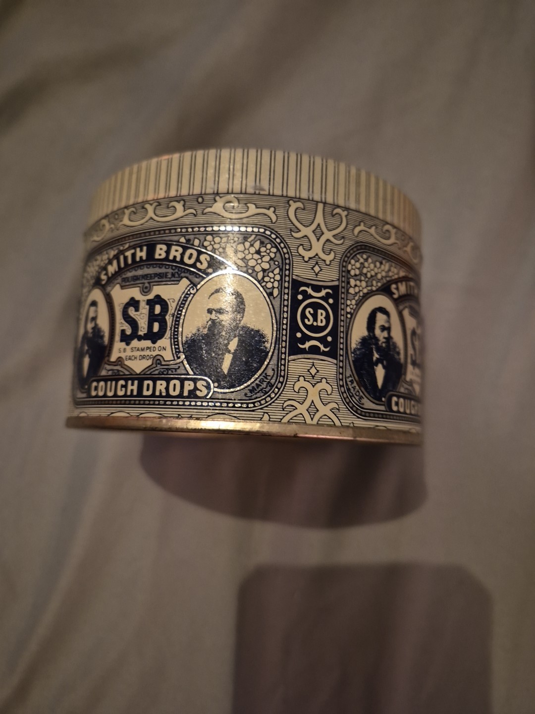 VINTAGE SMITH BROTHERS COUGH DROPS BRISTOL WARE TIN CAN No Lid