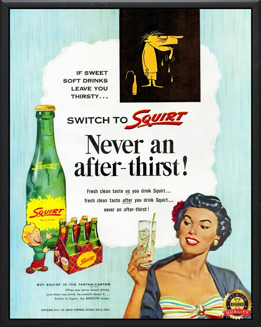 Squirt – Soda – Never an After-Thirst – 1950s – Metal Sign 11 x 14