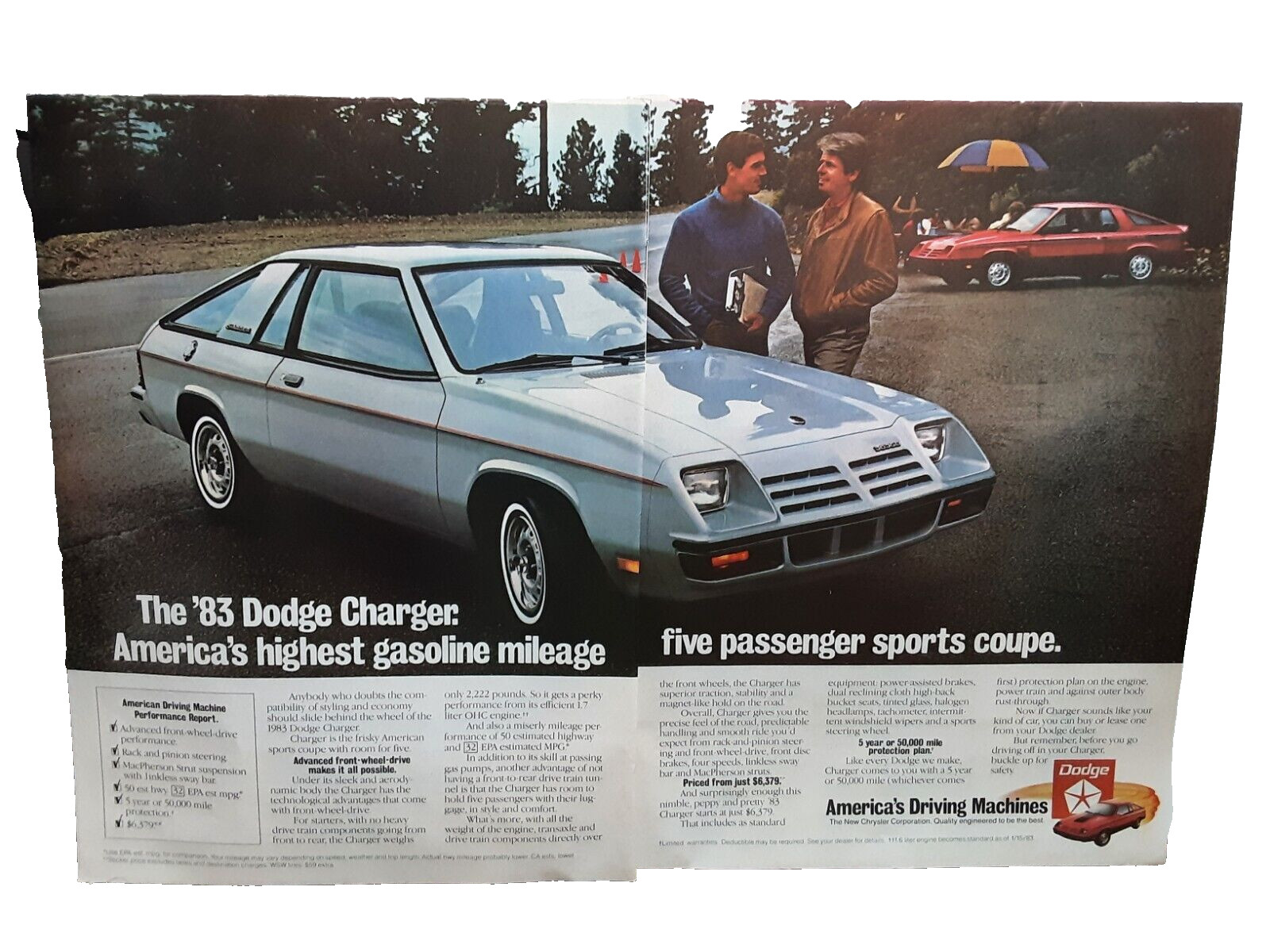 1982 1983 Dodge Charger Sports Coupe Car Original Print Ad Vintage 80s