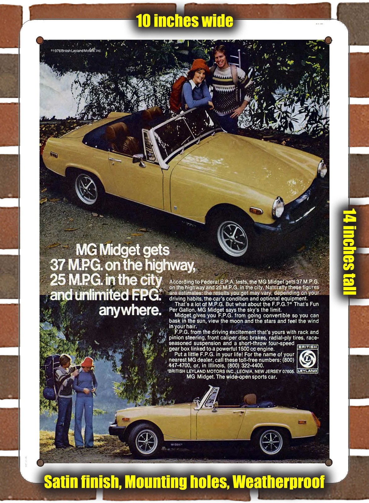 Metal Sign – 1976 MG Midget – 10×14 inches