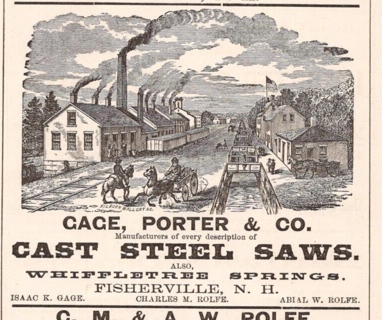 1881 Cage Porter & Co Whiffletree Springs Cast Steel Saws NH 3.5″ Print Ad