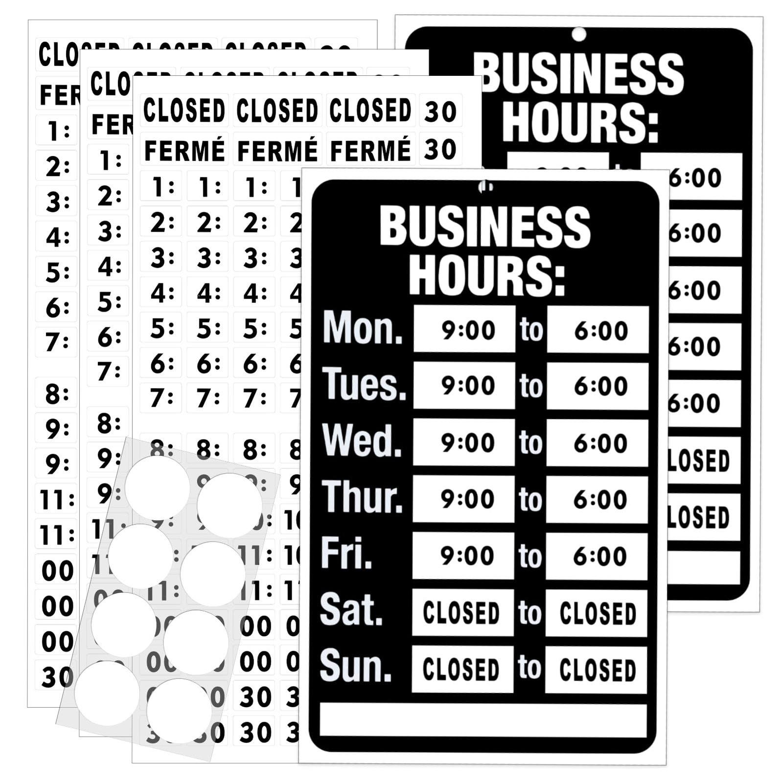 2 Pack Business Hours Sign, Store Operation Signs for Open Closed, Window Gla…