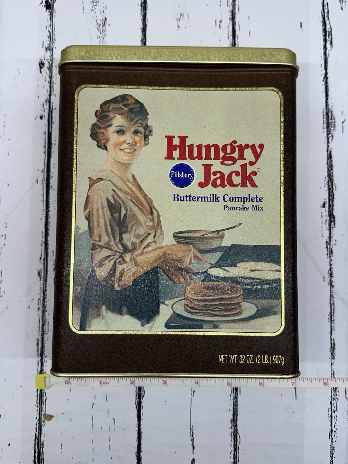Vintage Pillsbury Hungry Jack Pancake Mix Tin Collectible Metal Box 8.5” Tall