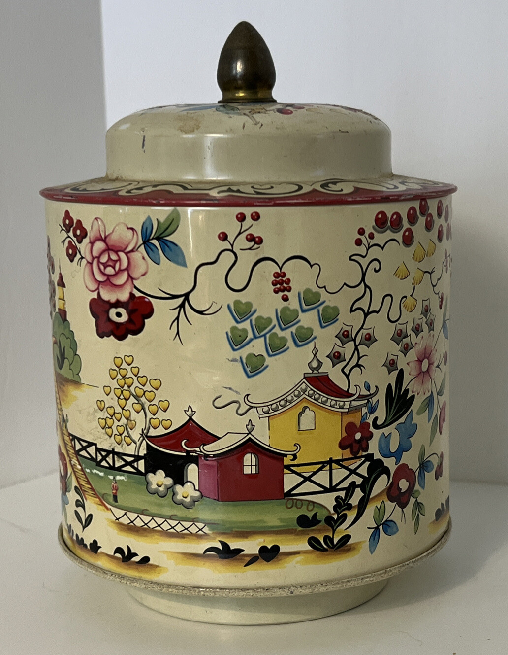 Vintage Murray Allen Regal Crown Confectionary Tin Oriental and Flowers England