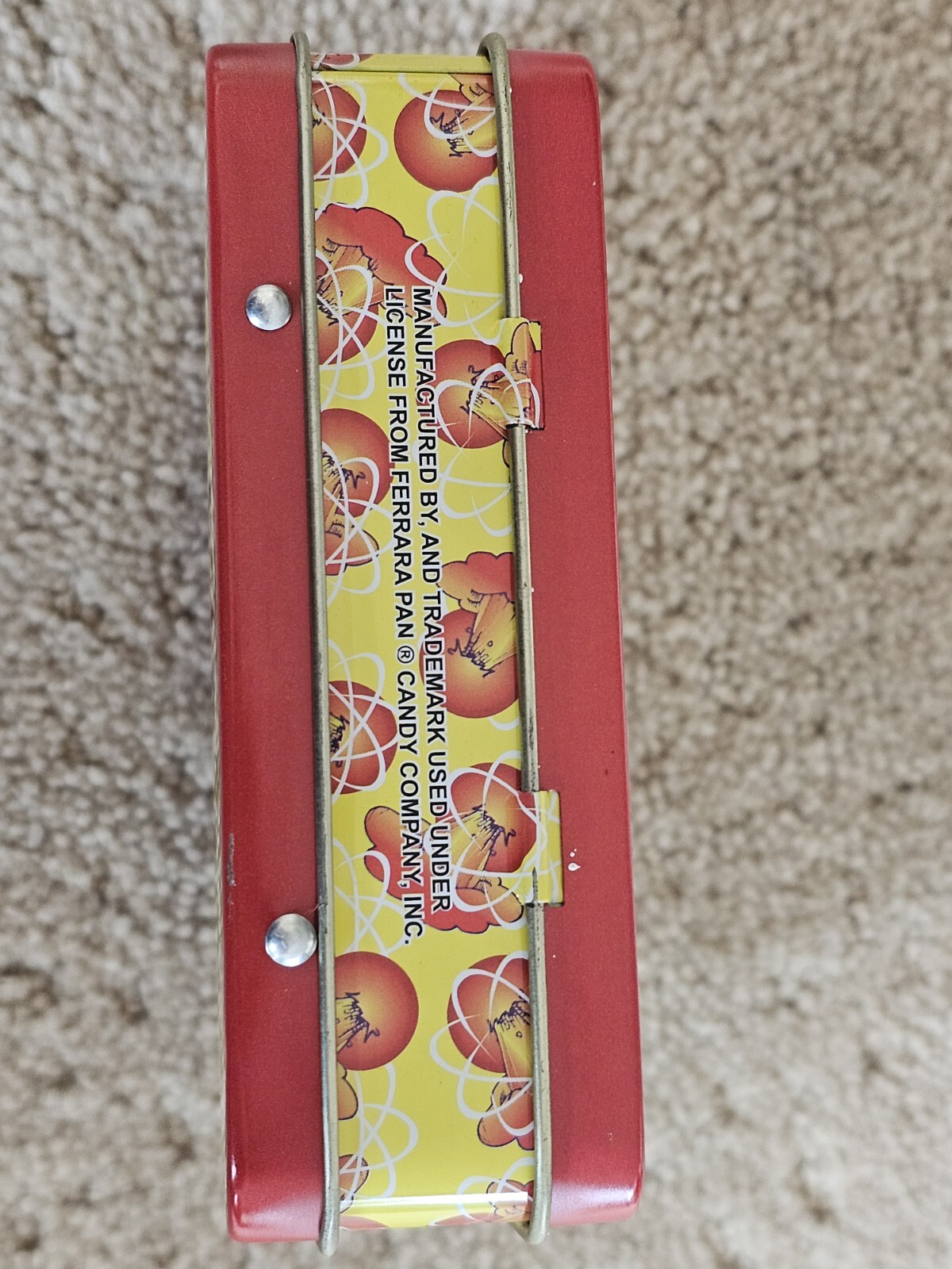 Atomic Fireball Metal Tin Collectible Candy Container Empty 2.75×4.25