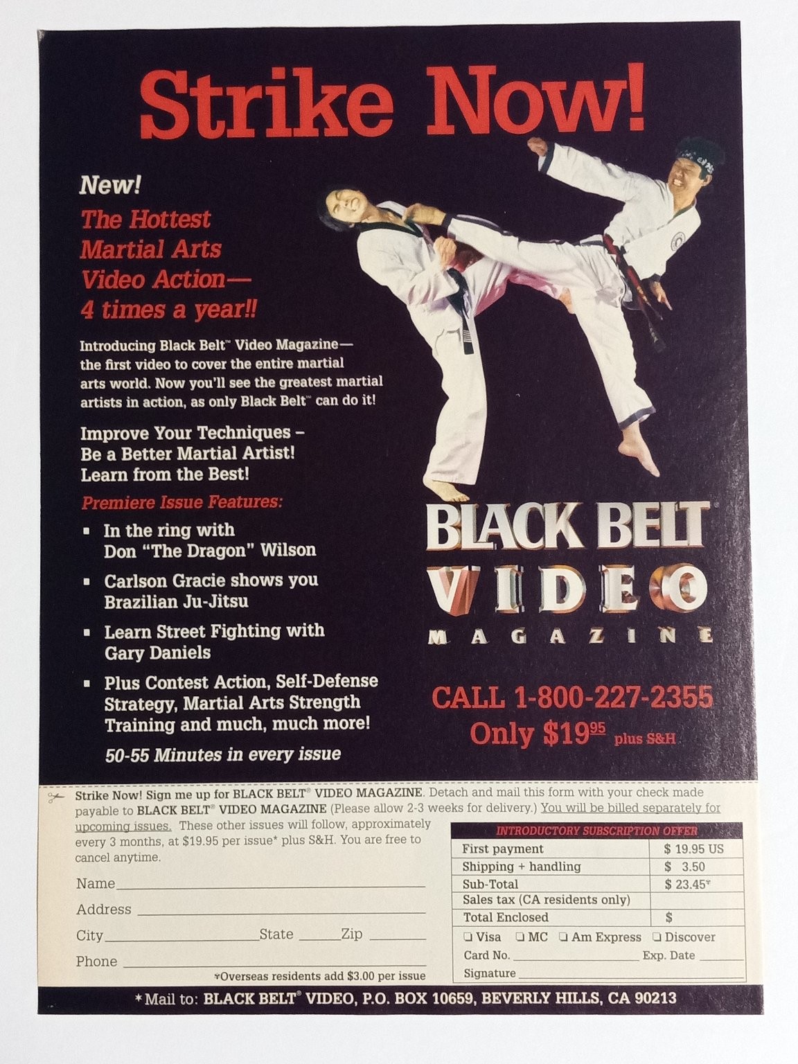 Black Belt Video Magazine Ad Martial Arts 1990s Subscription Mailer