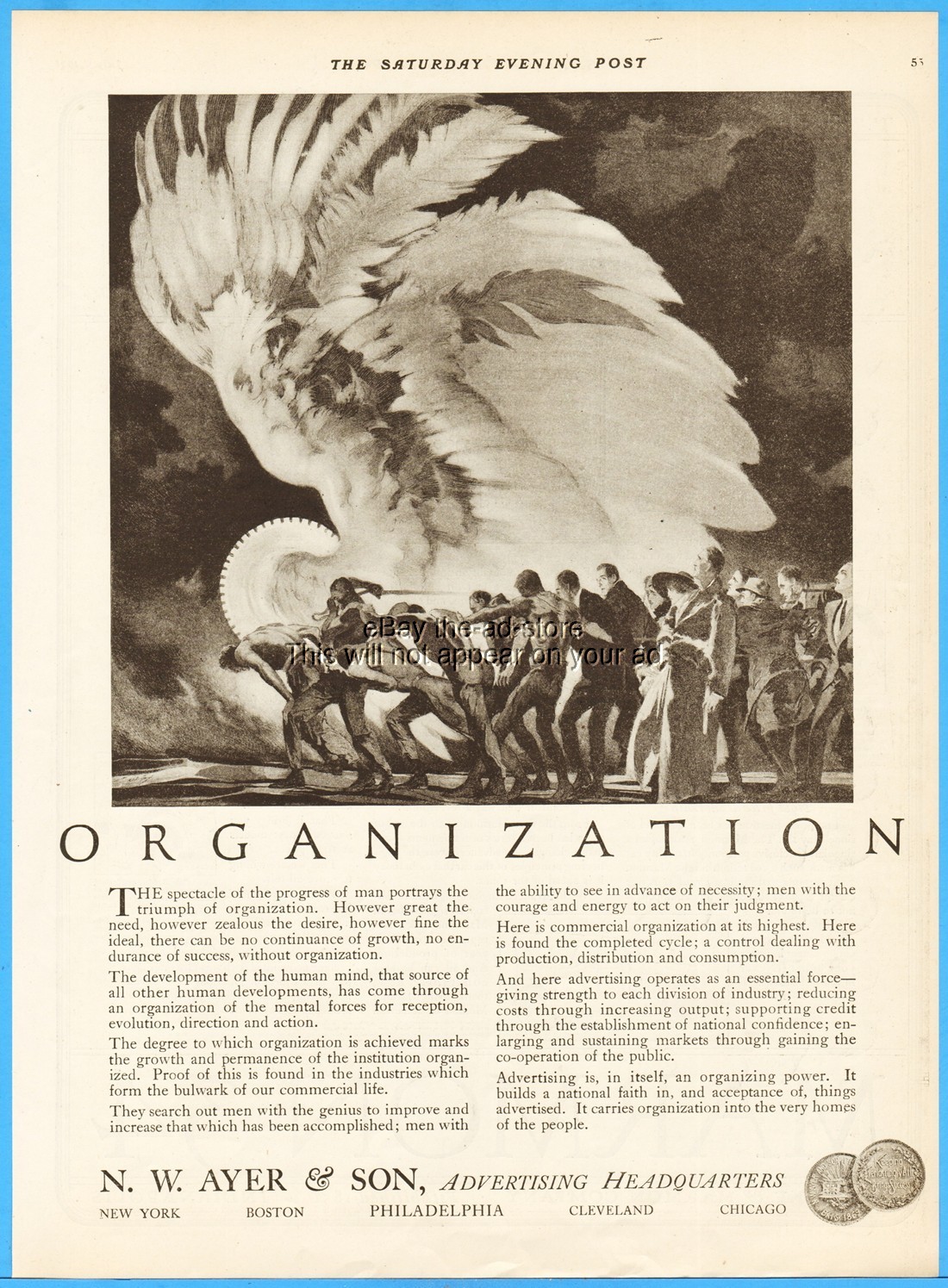 1921 N W Ayer & Son Advertising Agency Philadelphia PA ORGANIZATION Art Deco Ad