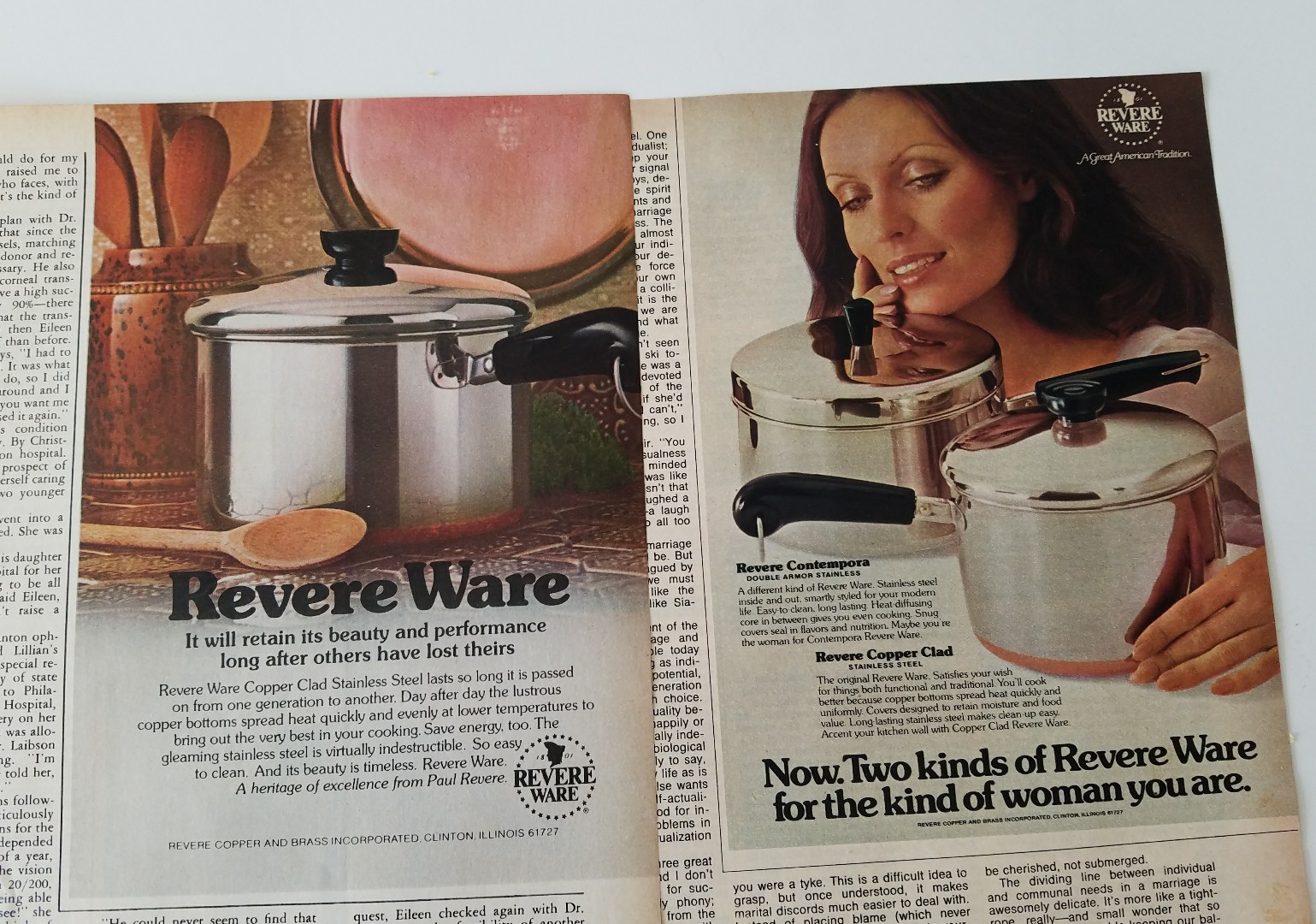 Lot of to 1970s Revere Ware copper bottom pots kettles cookware ads