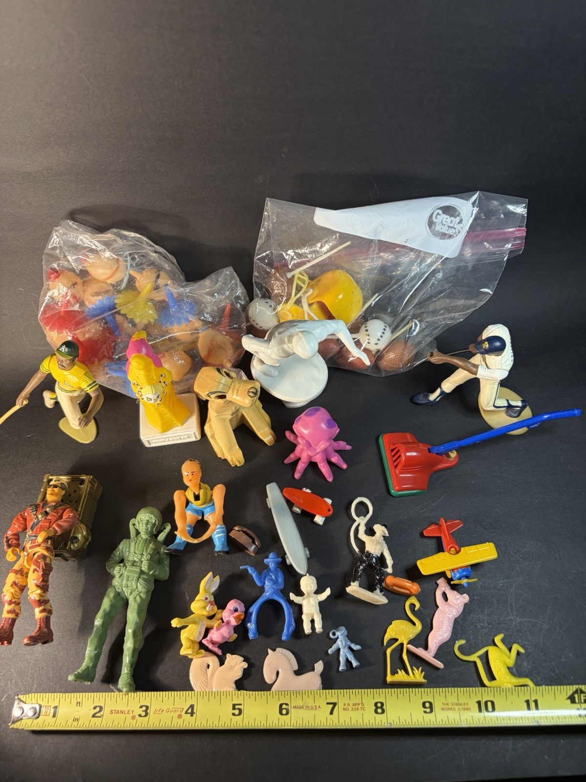Lot If Vintage Toy Figures, Cracker Jack Charms, GI Joe, Zima, Cake Toppers +