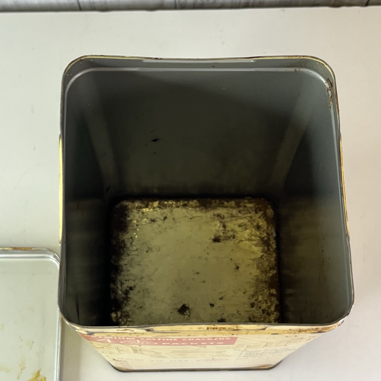Vintage Nabisco Premium Saltines Metal Tin Black Lid 9in tall Rustic Farmhouse