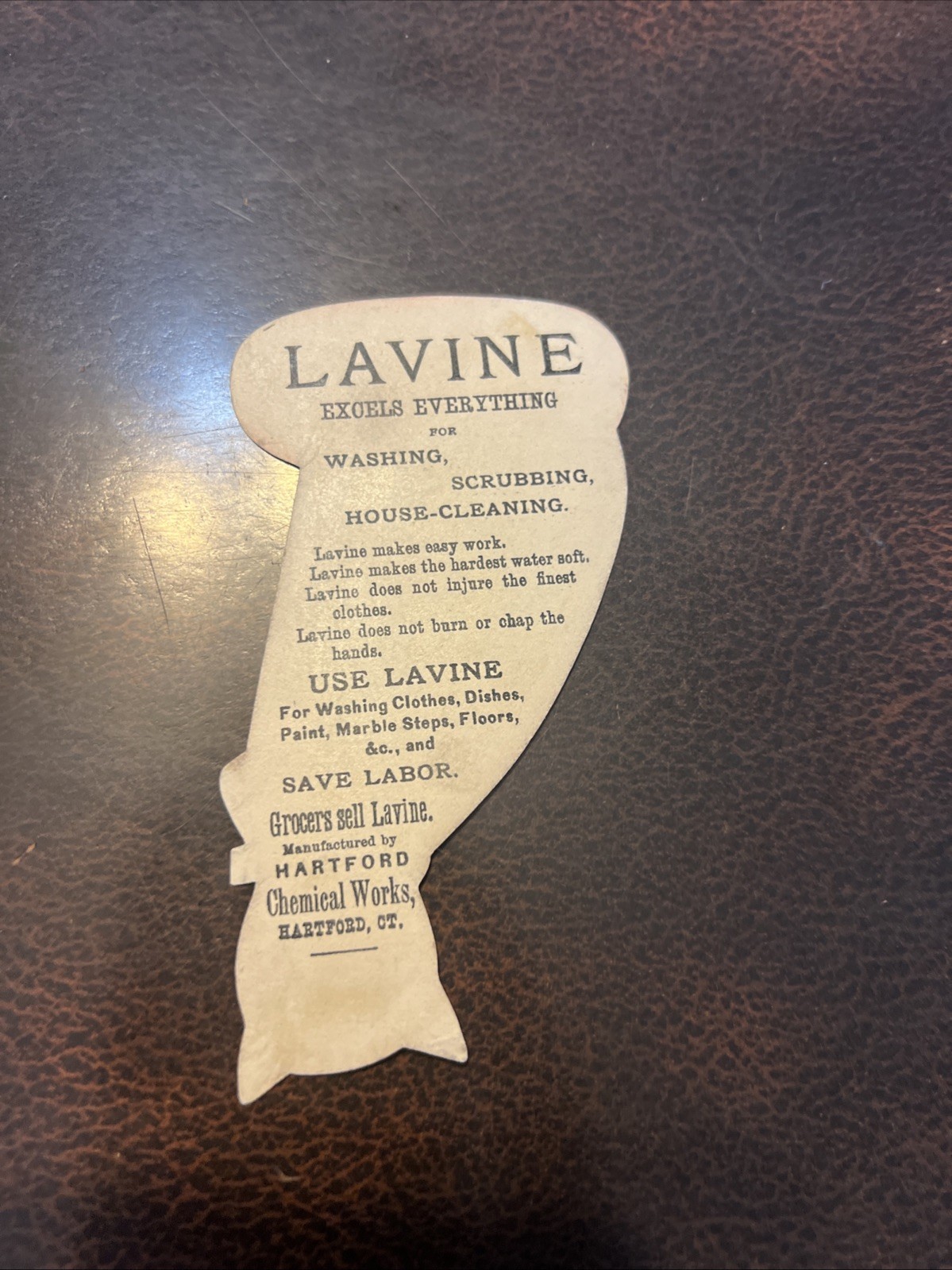 Rare 1800’s Victorian Die Cut Trade Card – Lavine Cat 4.5” Laundry Soap Hartford