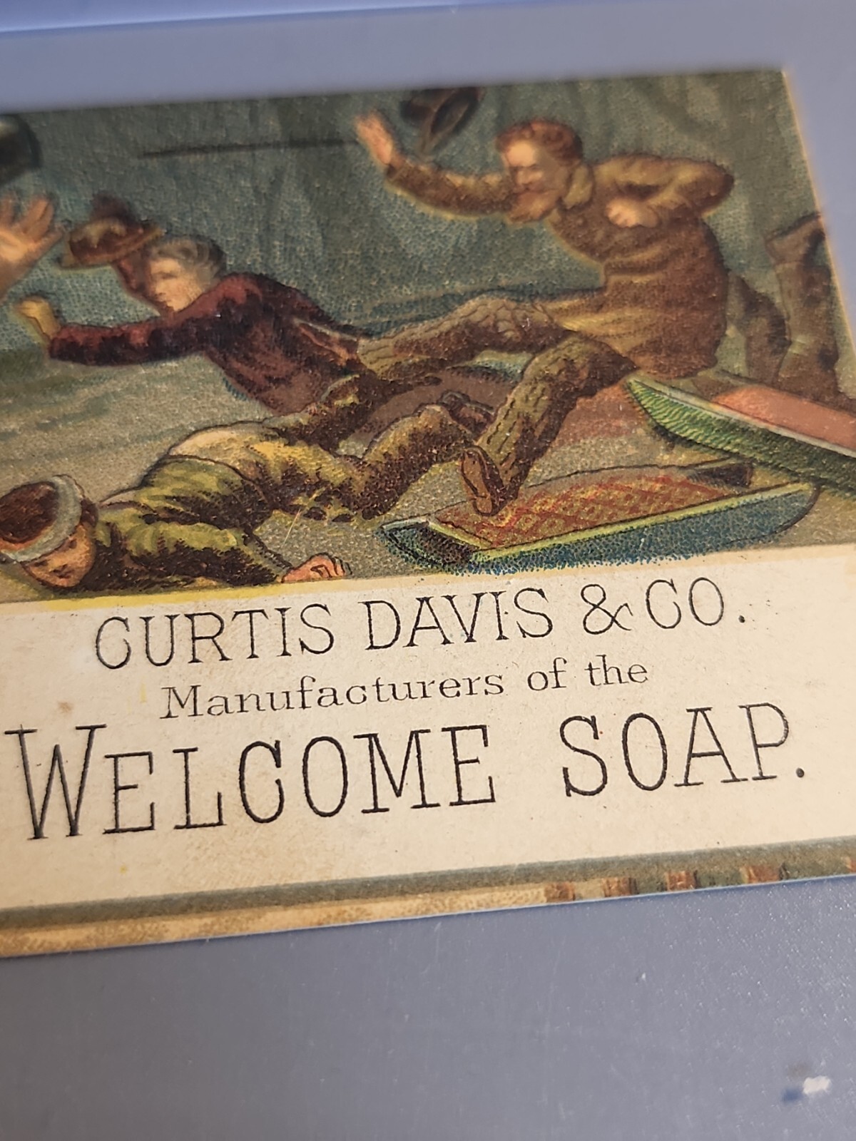 CURTIS DAVIS & CO WELCOME SOAP ANTIQUE VICTORIAN TRADE CARD