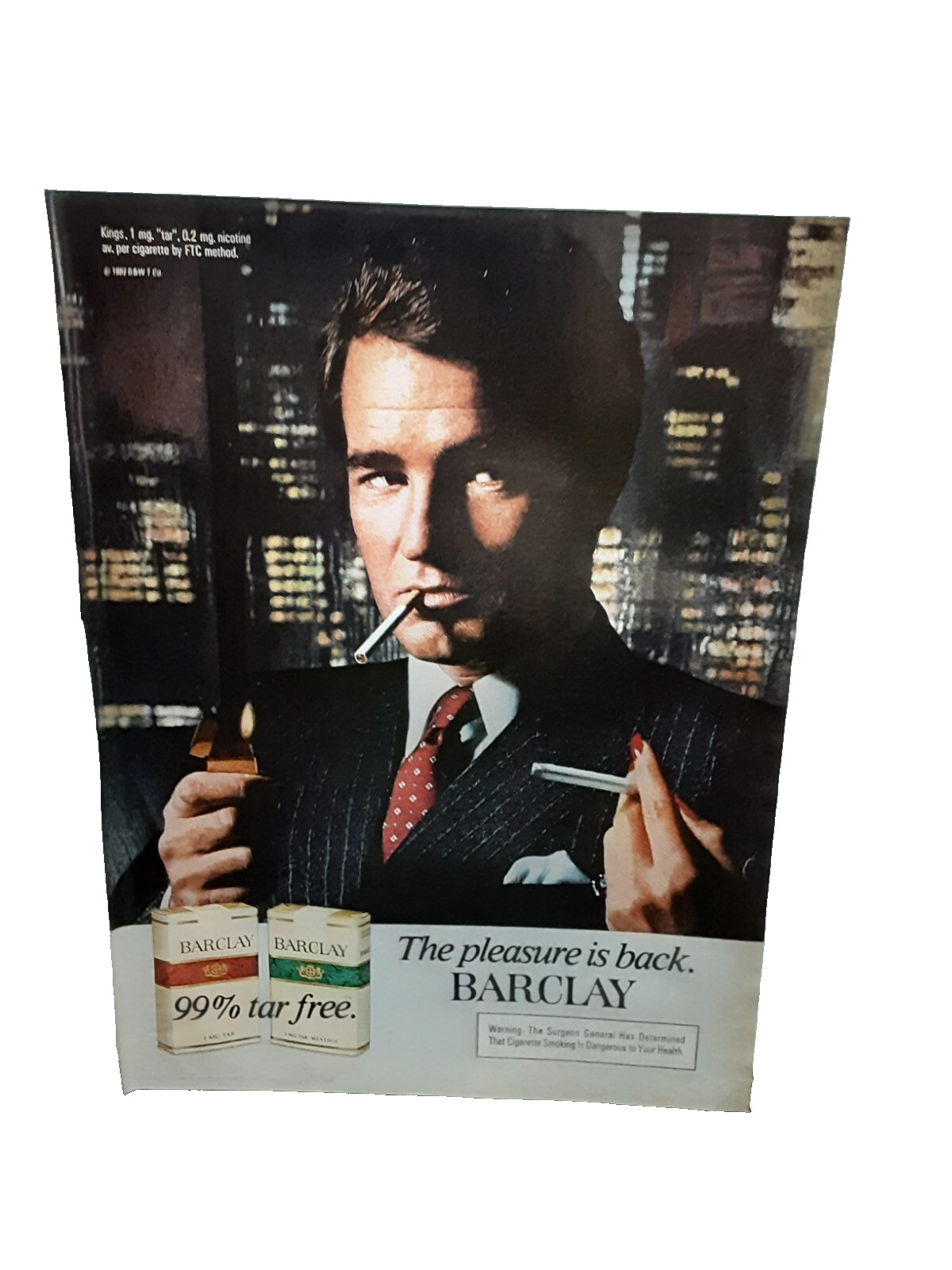 Vintage 1982 Print Ad Barclay Cigarettes Red Green Pack Pleasure Original 1980s