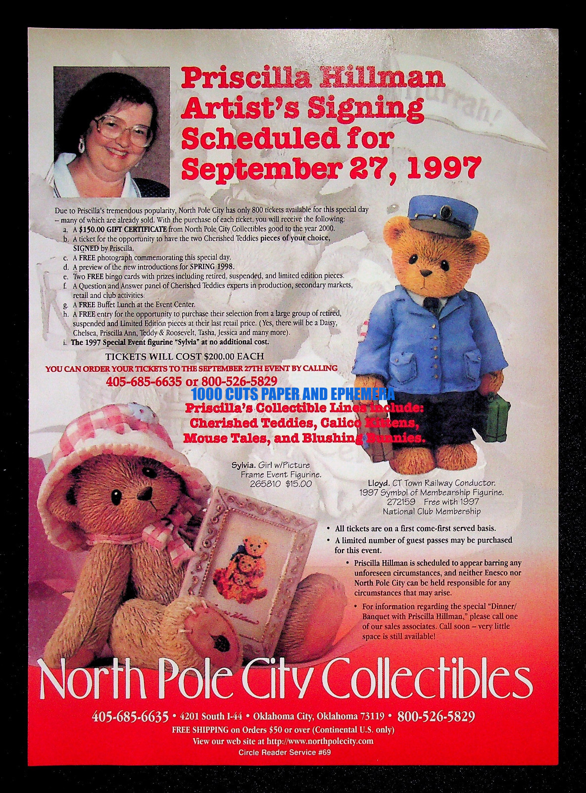 Priscilla Hillman Bears North Pole City 1997 Print Magazine Ad Poster ADVERT