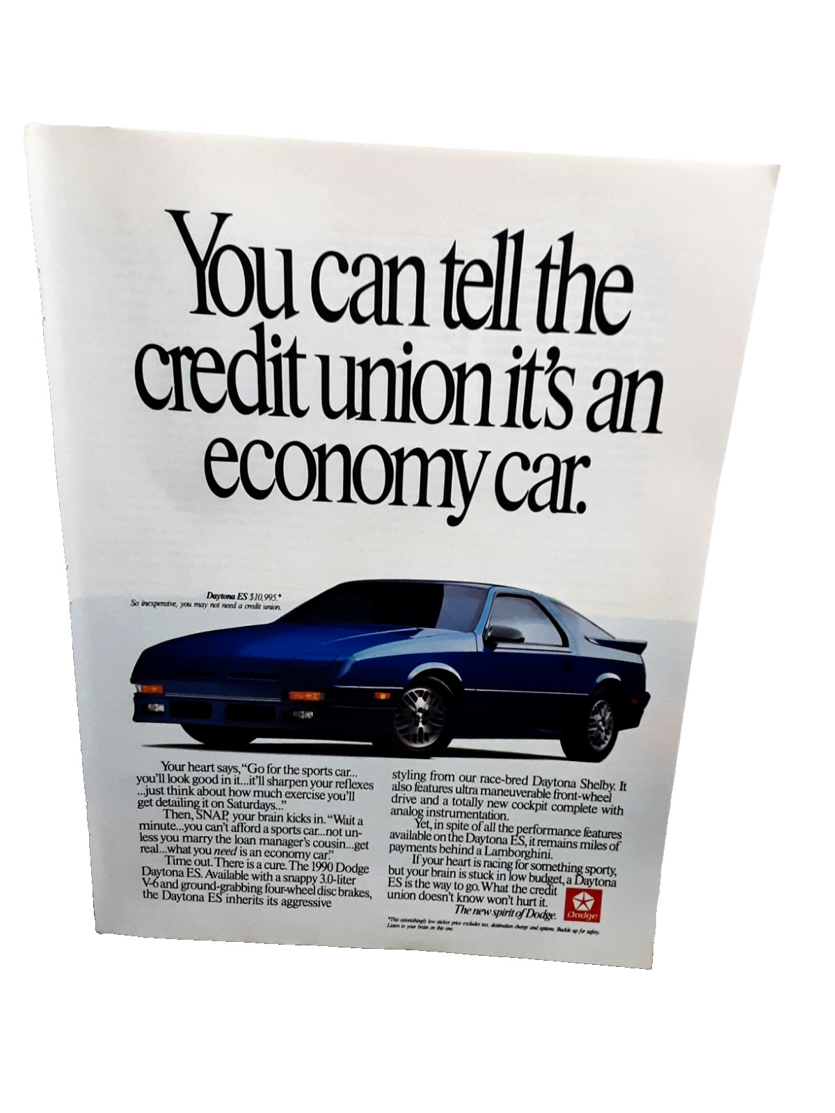 1990 Dodge Daytona Print Ad ES Coupe Vintage Automotive Ad