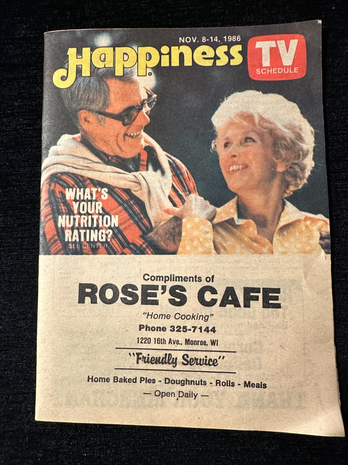 Rose’s Cafe Home Cooking Promo TV Guide Monroe WI