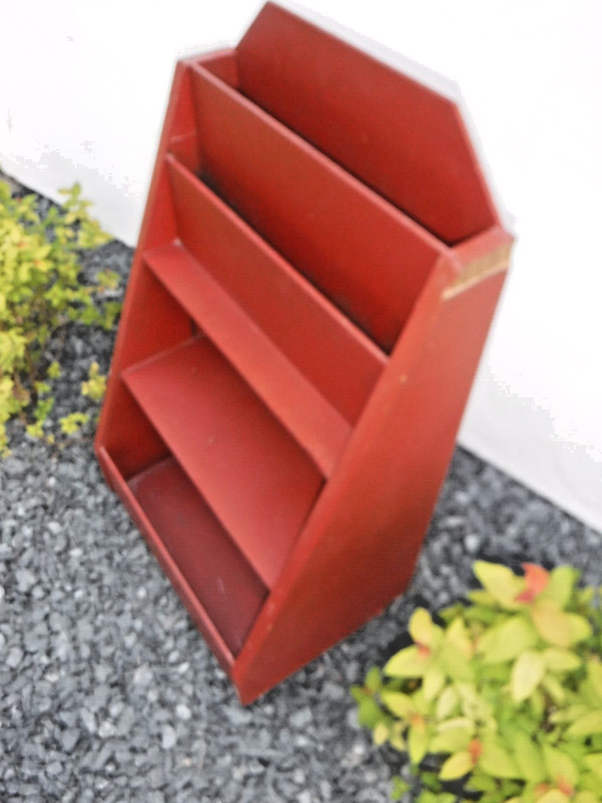 Vintage~Primitive Style~Red Painted Wood Store Display~Counter Top~Shelf~Variety