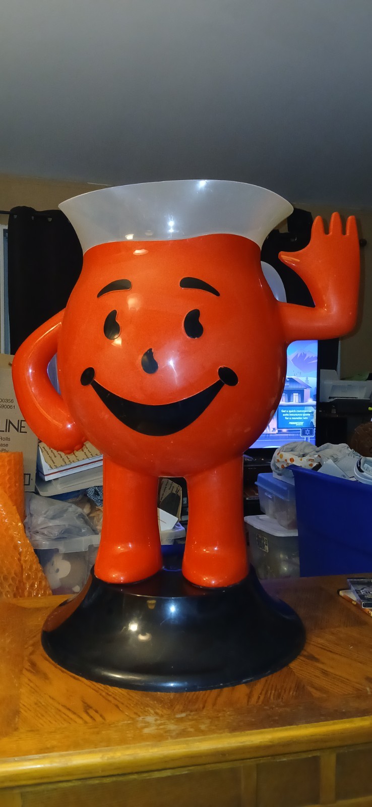 VINTAGE 1970s STORE DISPLAY KOOL-AID MAN STANDING 3 FOOT TALL RED PITCHER