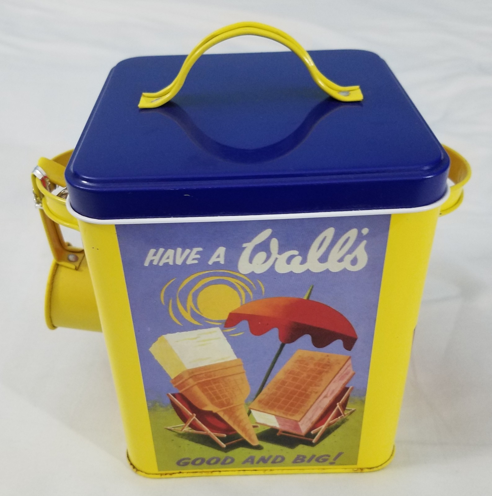 Wall’s Ice Cream tin with Scoop storage container walls have a