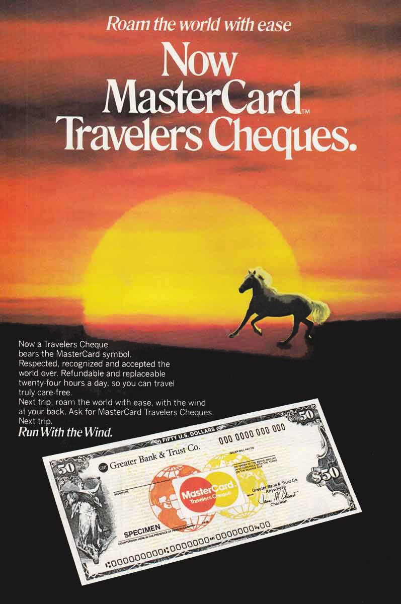 1981 MasterCard Travelers Cheques: Roam the World with00 Vintage Print Ad