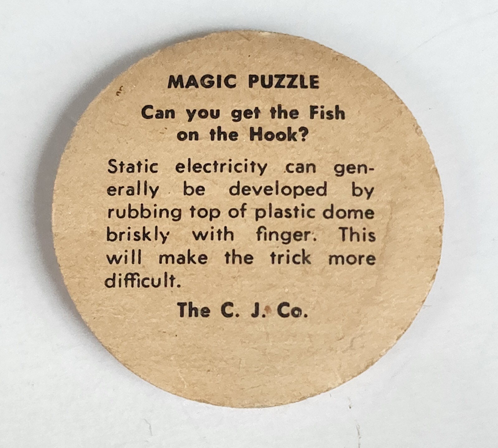 1957 Vintage Premium Cracker Jack Prize Toy Fish Magic Puzzle