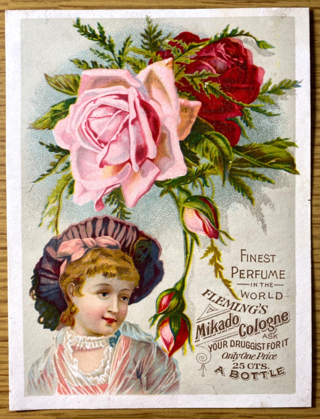1886 PITTSBURGH, PENNSYLVANIA – MIKADO COLOGNE antique Victorian trade card no.1