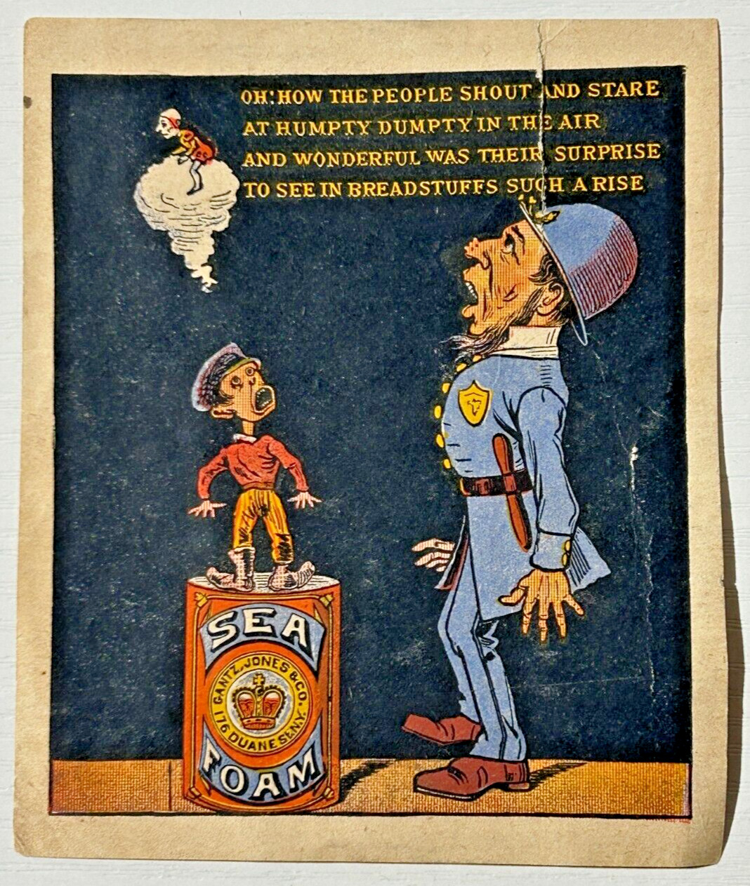 VICTORIAN TRADE CARD FOR SEA FOAM Police Gantz Jones New York Monkey