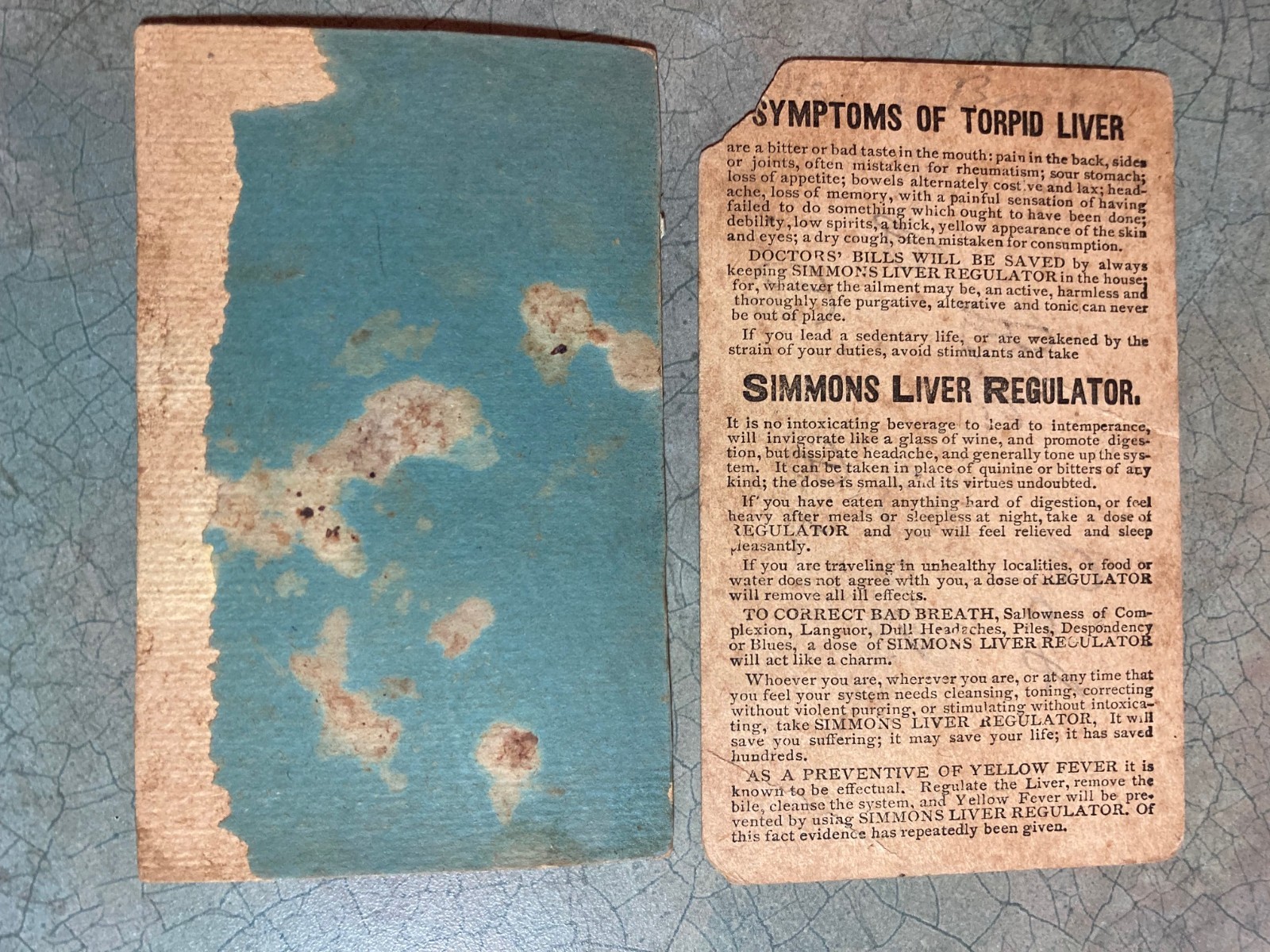 2 Victorian Puzzle Cards – Sepia – Simmons Liver Regulator