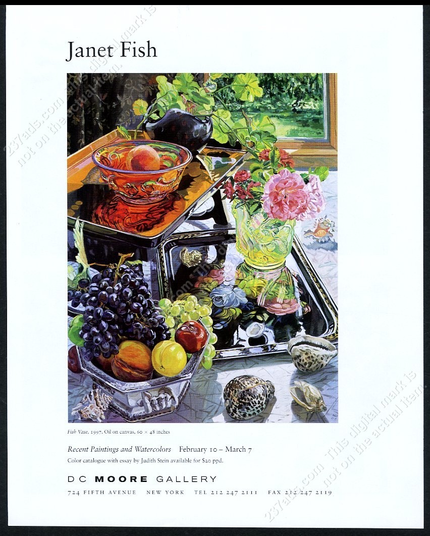 1998 Janet Fish Fish Vase painting NYC art gallery vintage print ad