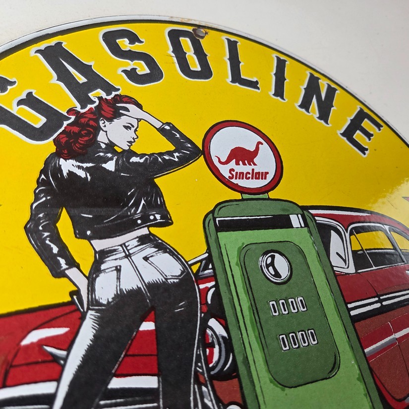 Vintage Sinclair Gasoline Sign – Pump Attendant Gas Oil Station Porcelain Sign