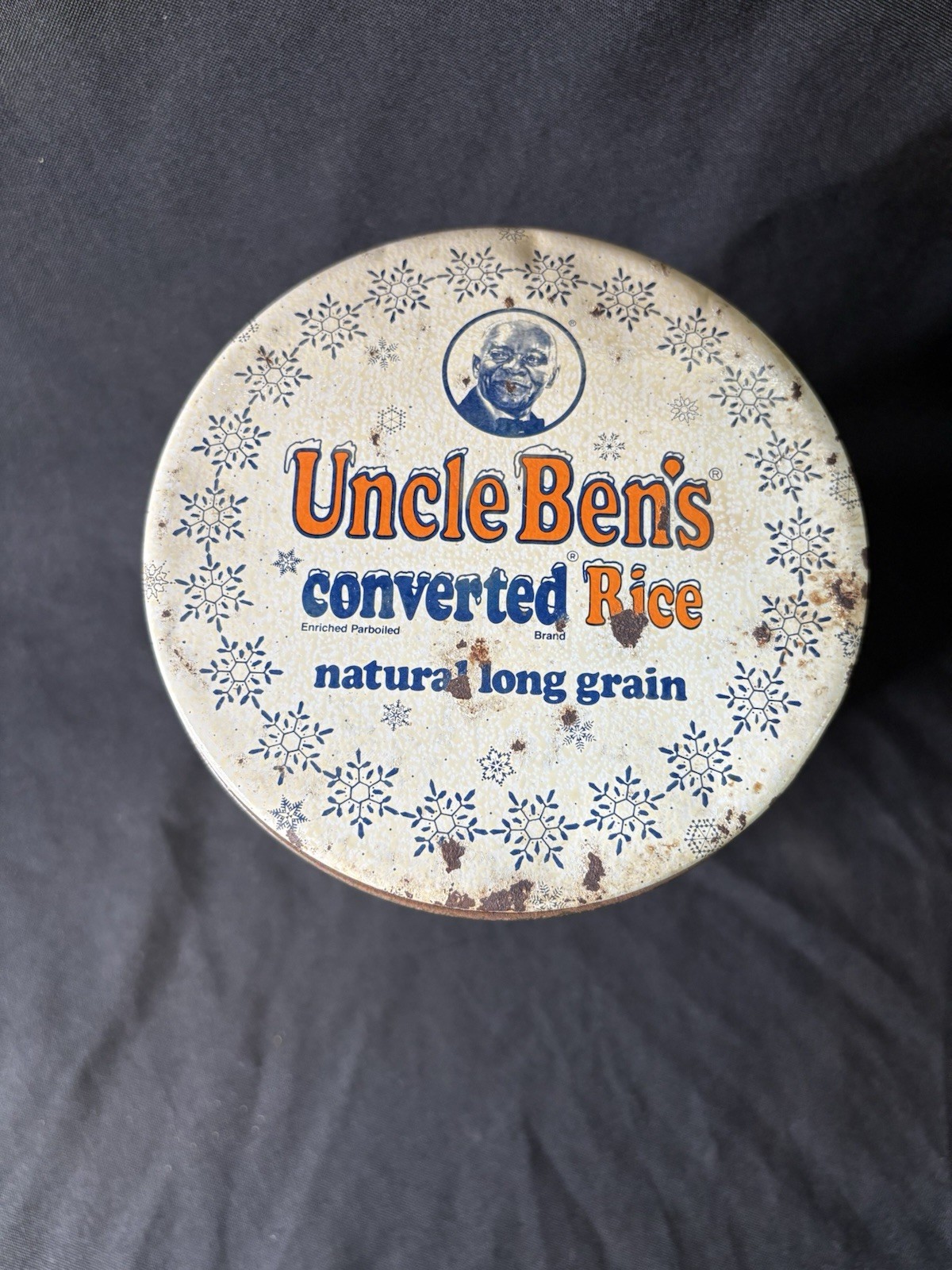 Vintage 1985 Uncle Ben’s Rice Tin snowflake Advertising
