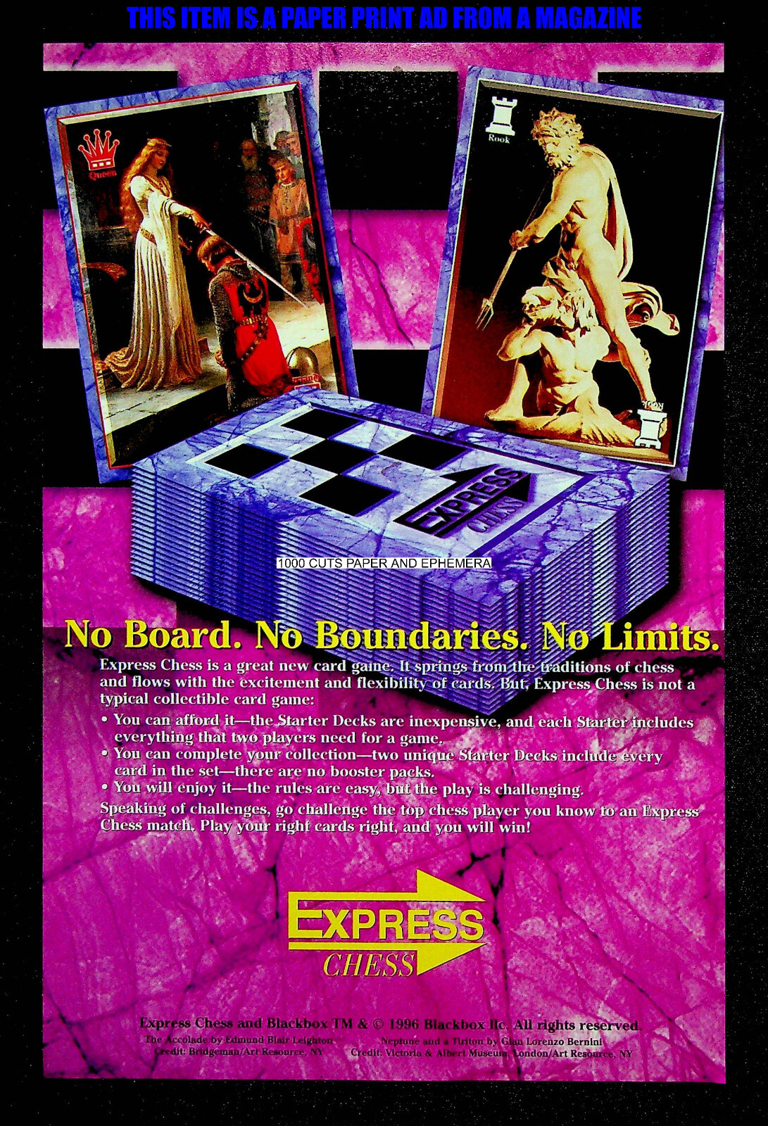 Express Chess Card Game Blackbox 1997 Trade Print Magazine Ad Poster ADVERT