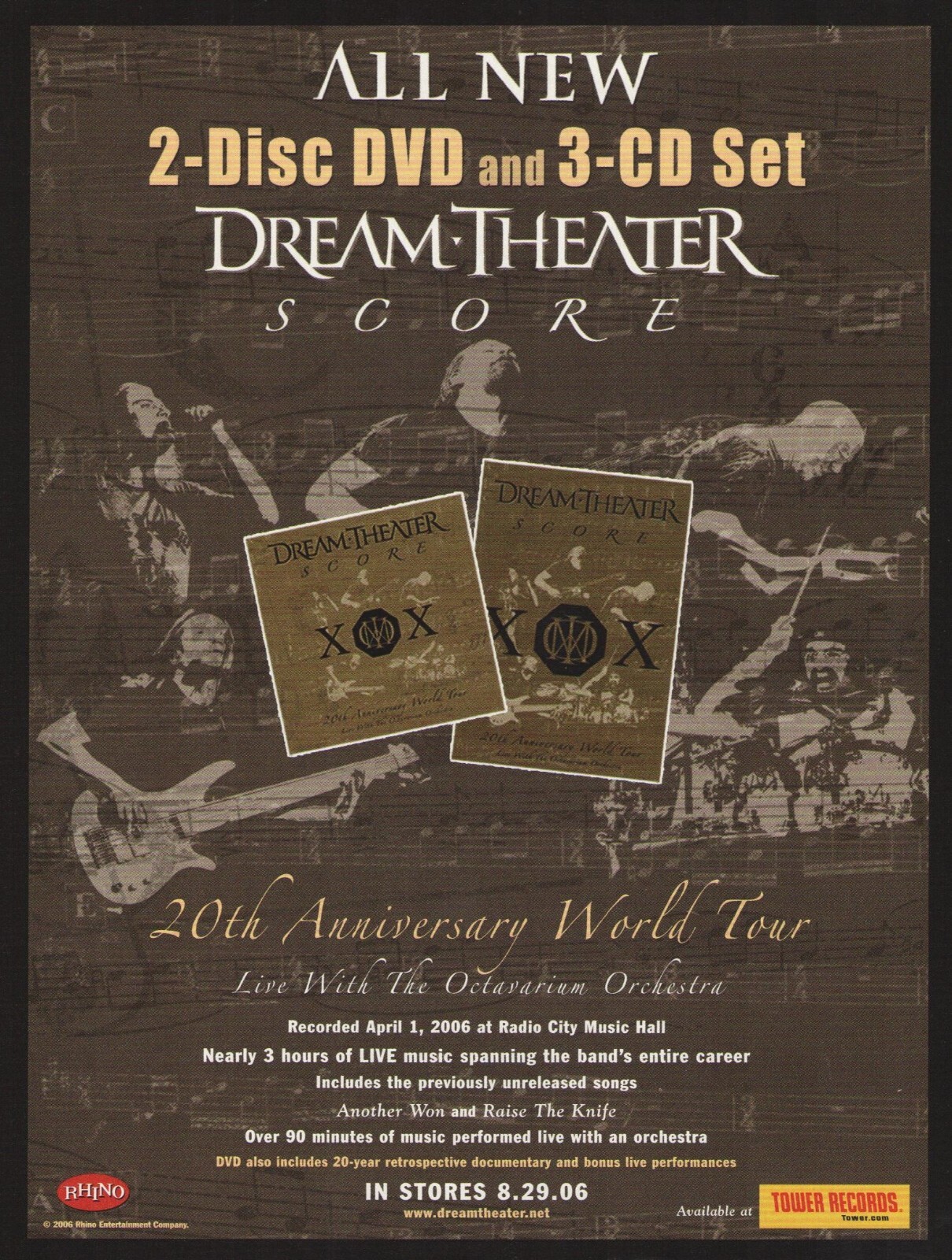 Dream Theater Score 20th Anniversary World Tour ad Tower Records advertisement
