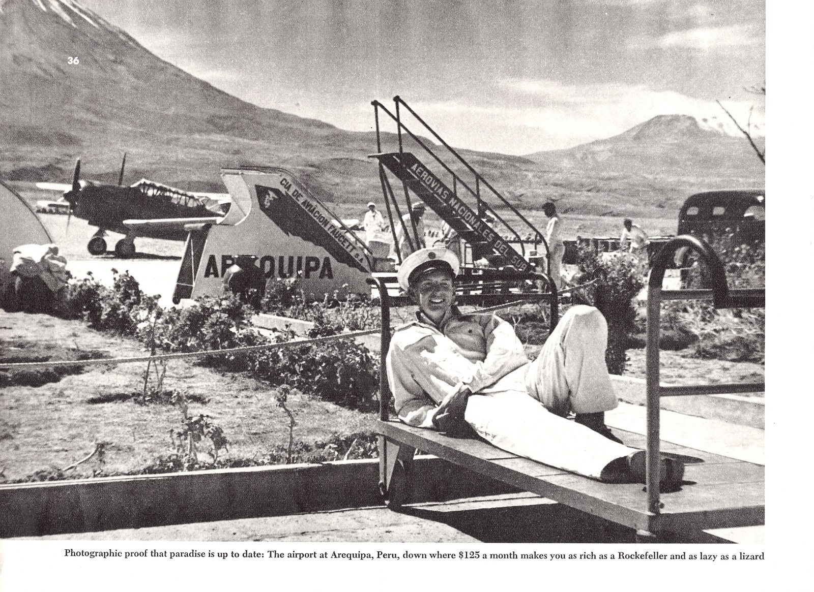 Arequipa Peru Airport Life of Riley 1949 10.5″ x 7.75″ Vintage Magazine Cut Out