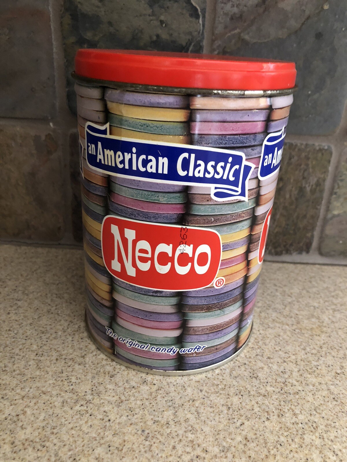 Vintage Necco Candy Wafer Collectible Metal Tin Canister