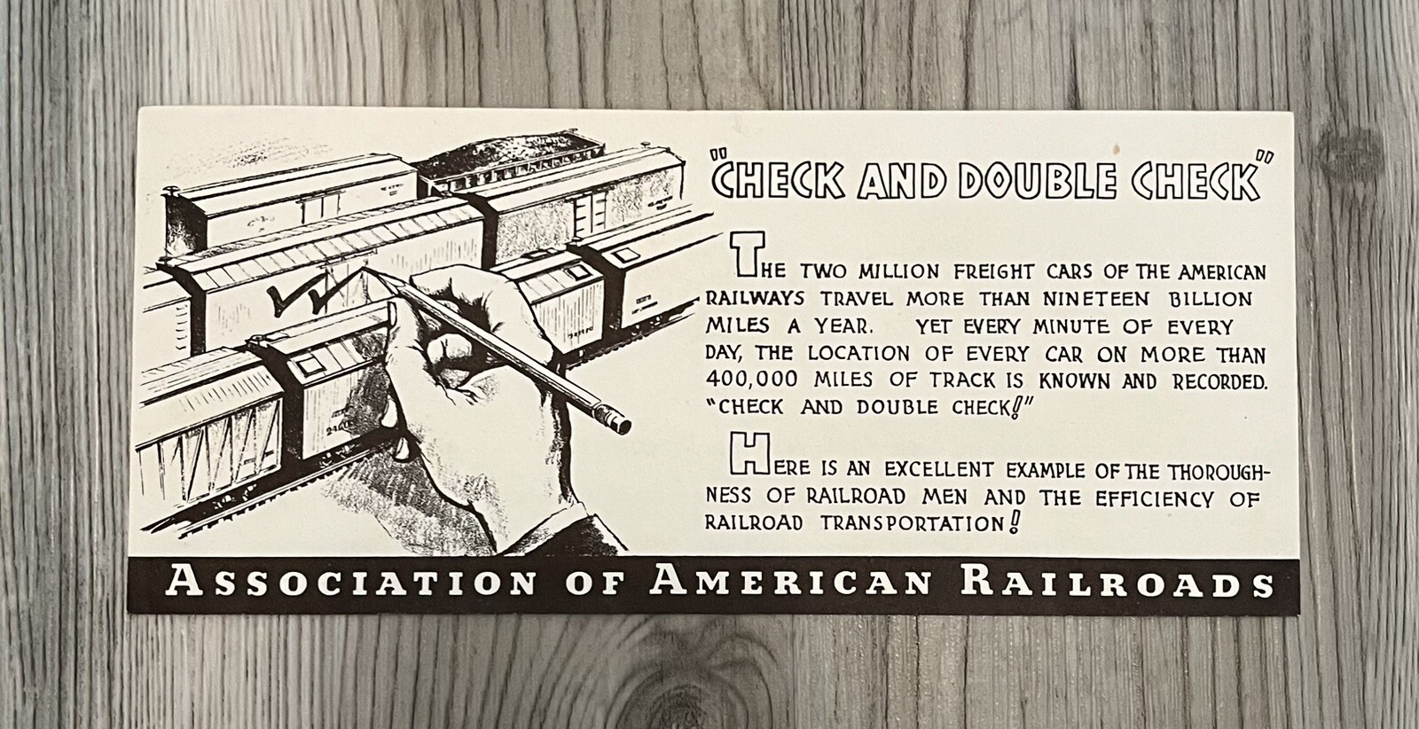 Vintage Advertising Association of American Railroads “Check And Double Check”