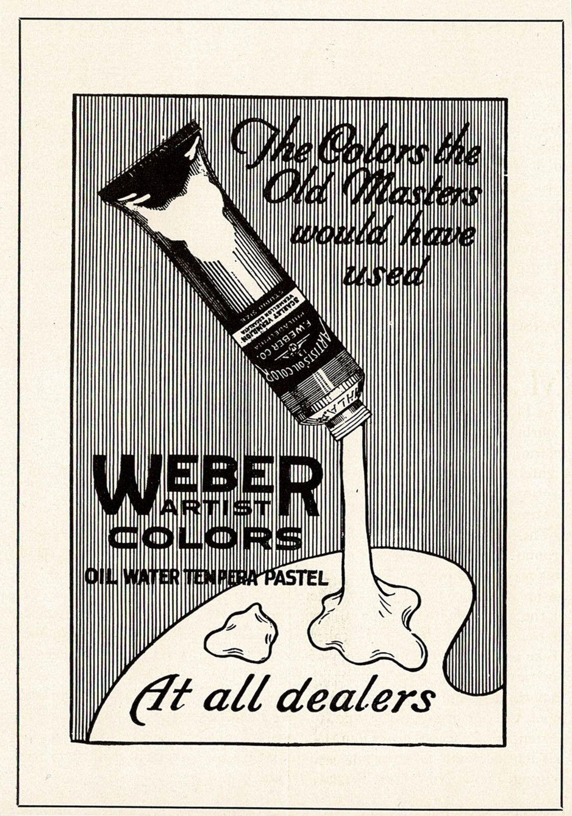 1920s Weber Artist Paint Old Original Art Deco Print Advertising