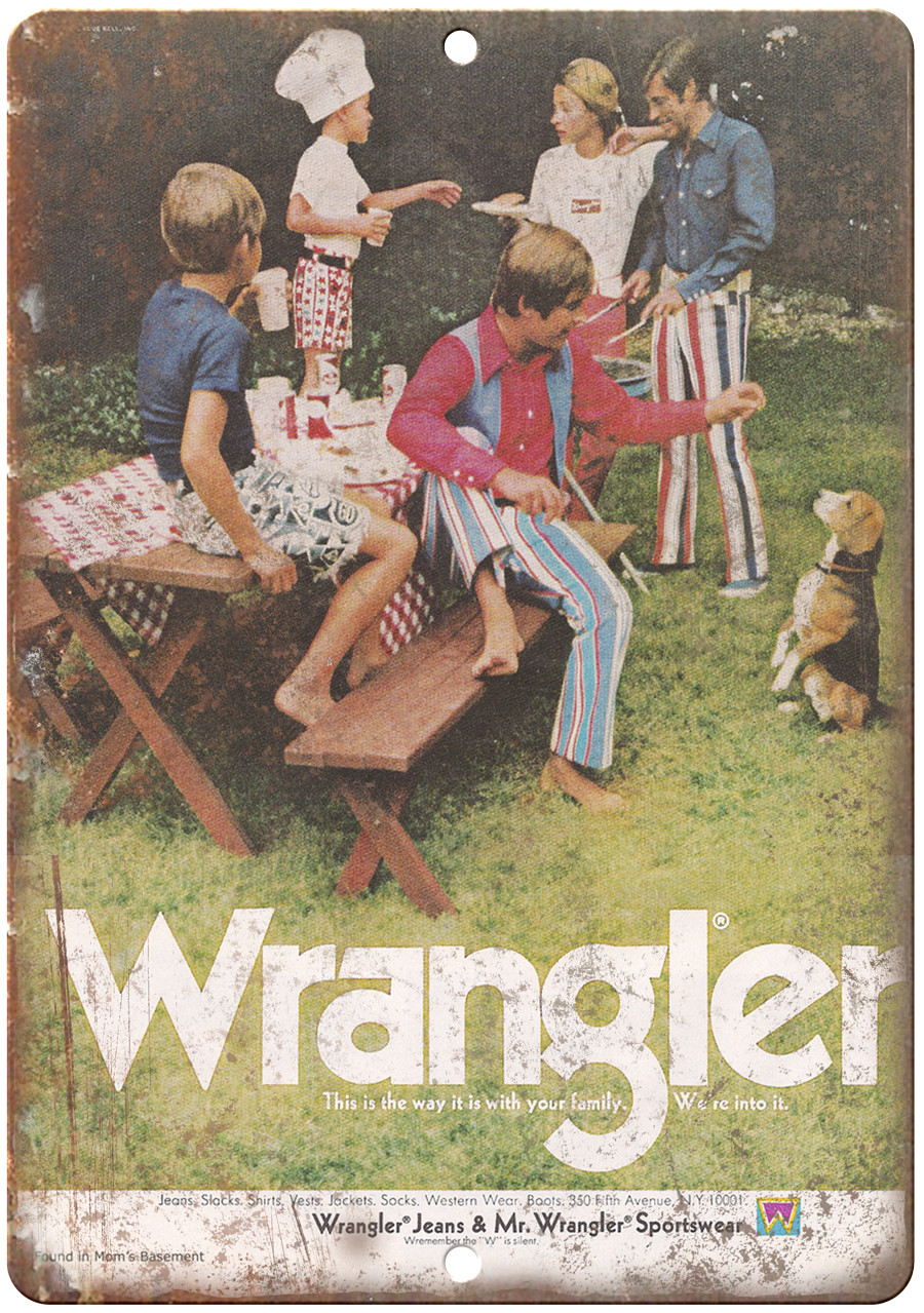 Wrangler Jeans Vintage Ad 12″ x 9″ Reproduction Metal Sign ZE03
