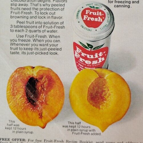 Vintage 1970’s Advertisement Fruit Fresh Preserves Peaches That Don’t Turn Brown
