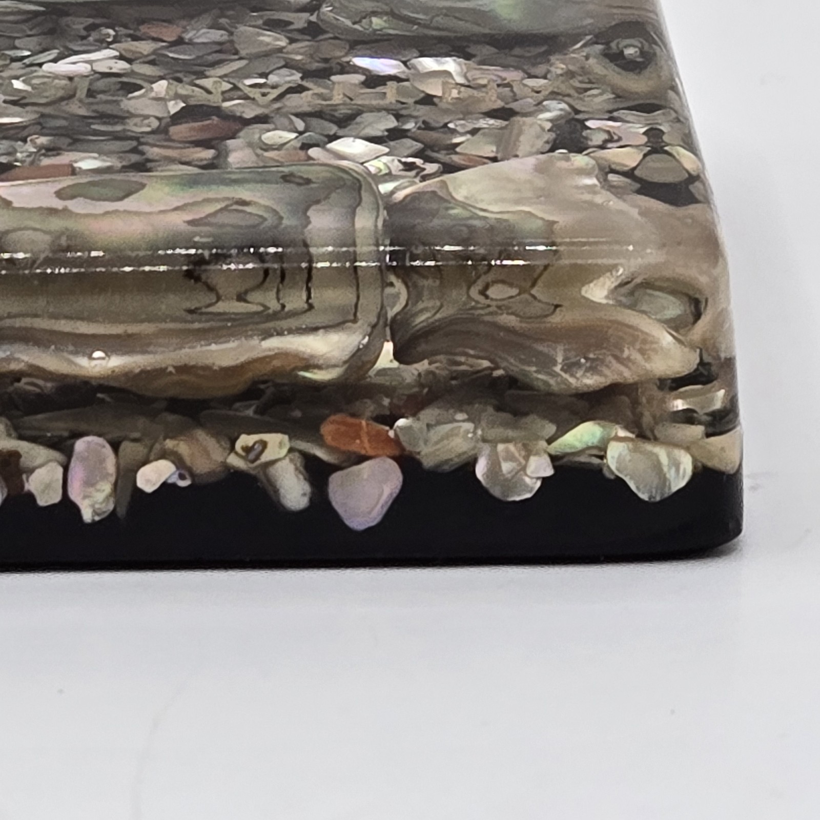Vtg Abalone Seashell Paperweight Lucite Block Thermometer SAN FRANCISCO 4×3