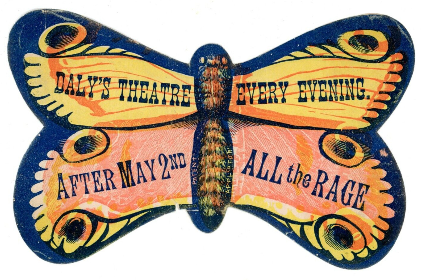 1870s-80s Die-Cut Moth Butterfly Stag Show Daly’s Theatre F181