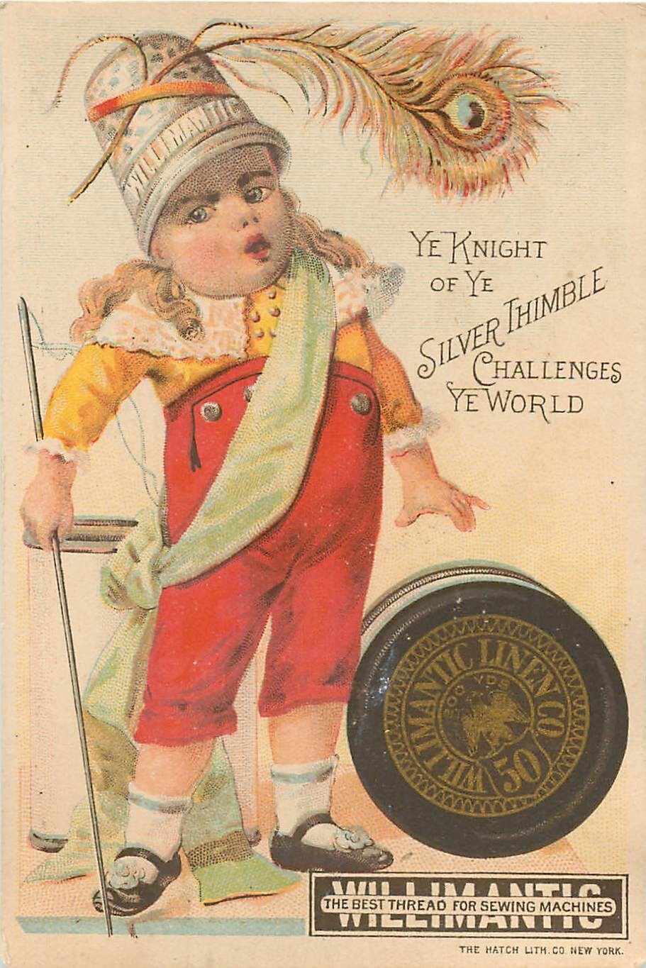 1880 Victorian Trade Card Willimantic Linen Thread Knight P. Lanning Gilmore OH