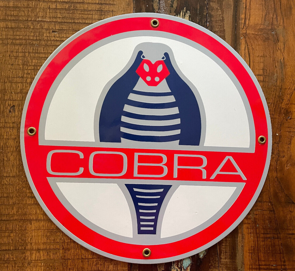 Shelby Cobra Round 12″ Metal Painted Sign