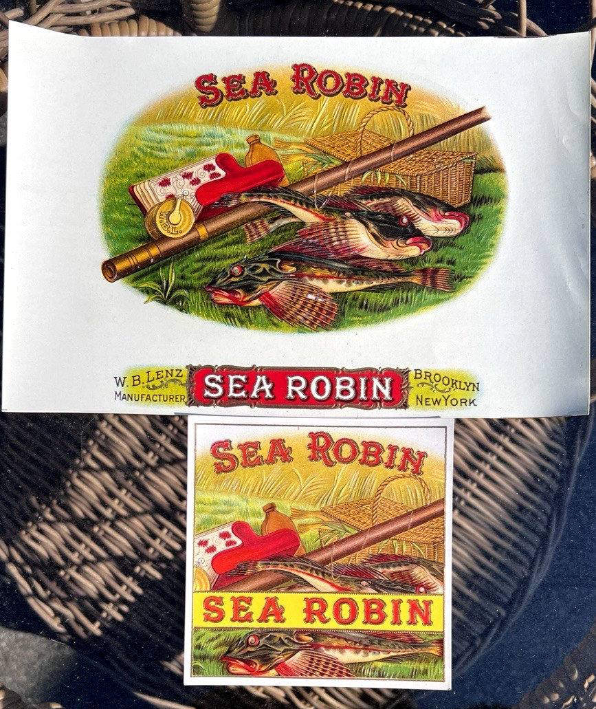 c.1890’sSEA ROBIN Fishing Scene Cigar Tobacco Inner & End Labels