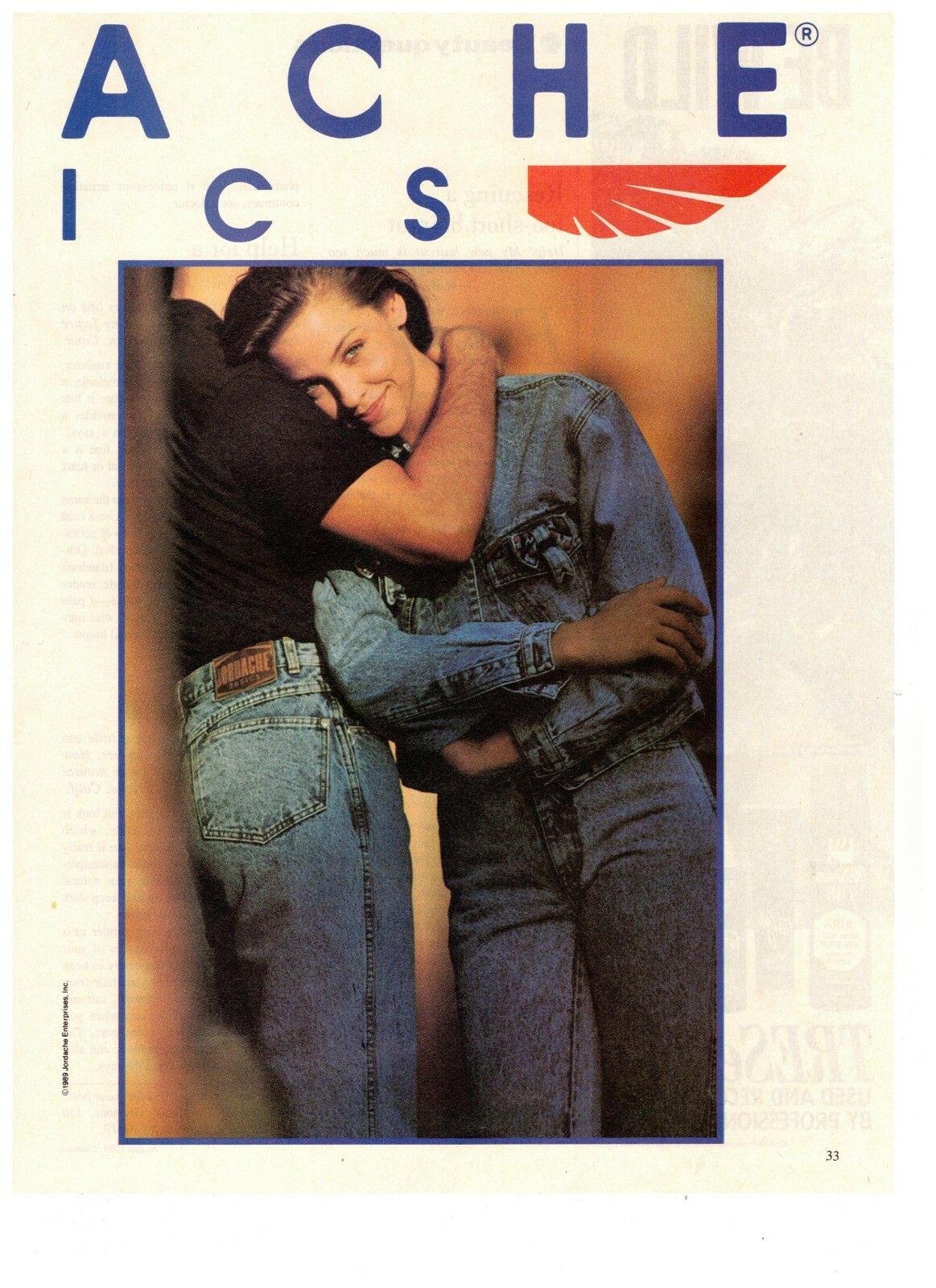 Jordache Basics Jeanswear Double Page Vintage 1990 Print Ad